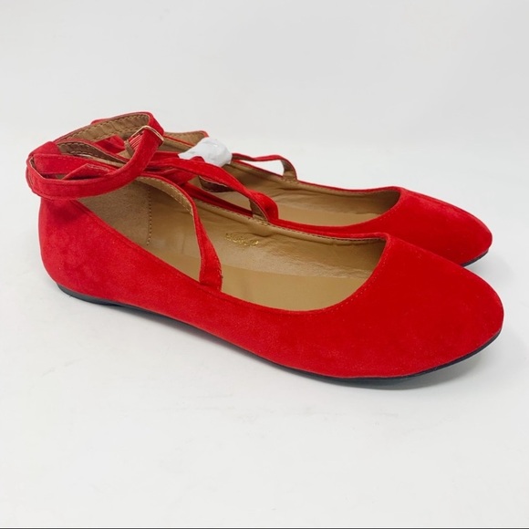 NWOT! Ollio Women’s Faux Suede Cross-Strap Flat - Picture 1 of 10